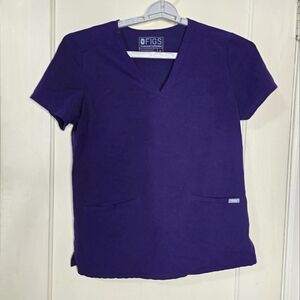 FigsTechnical Collection    Purple Short Slv Scrub Top 3 Pockets FW110 Medium